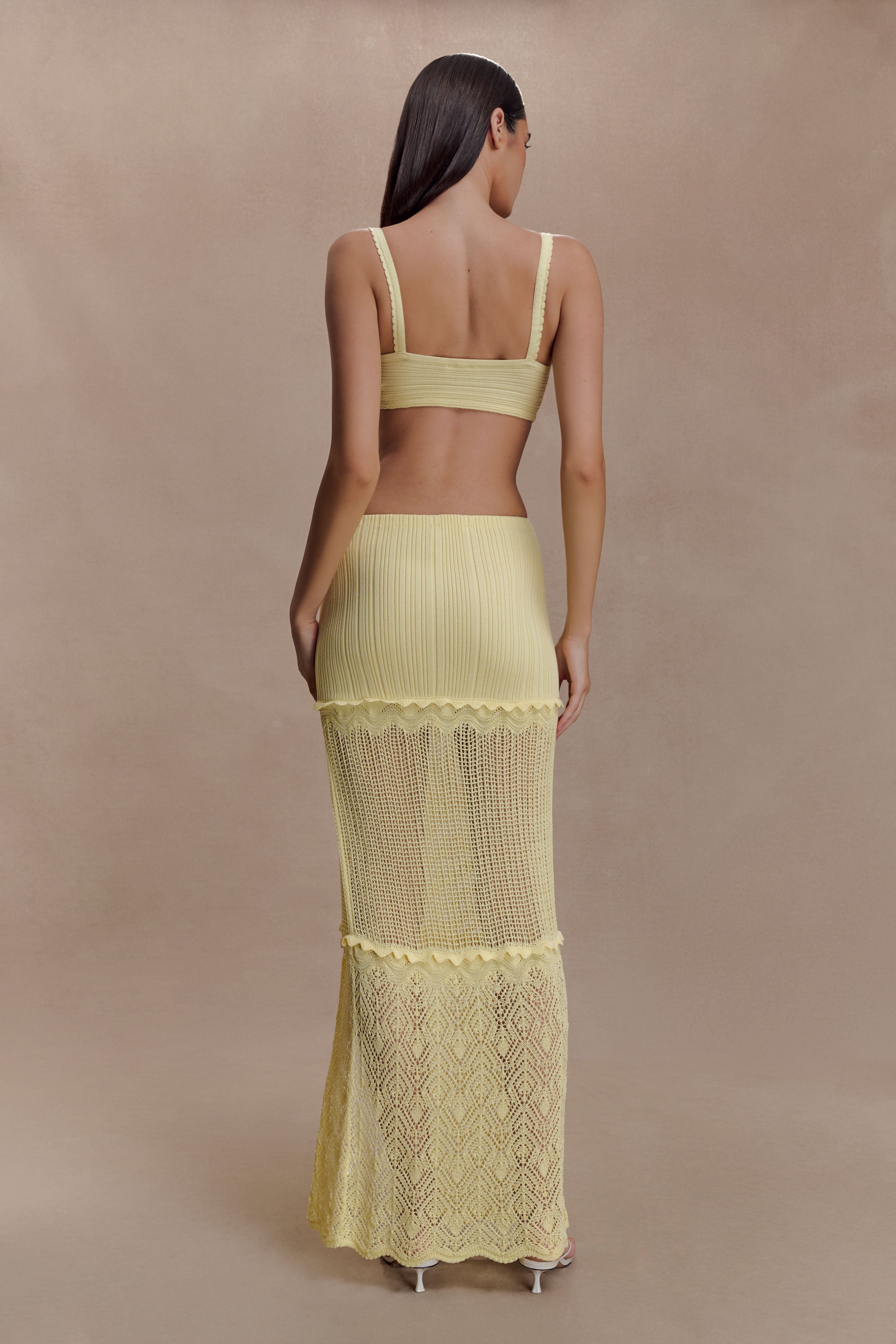 Coleene Pointelle Knit Top - Lemon