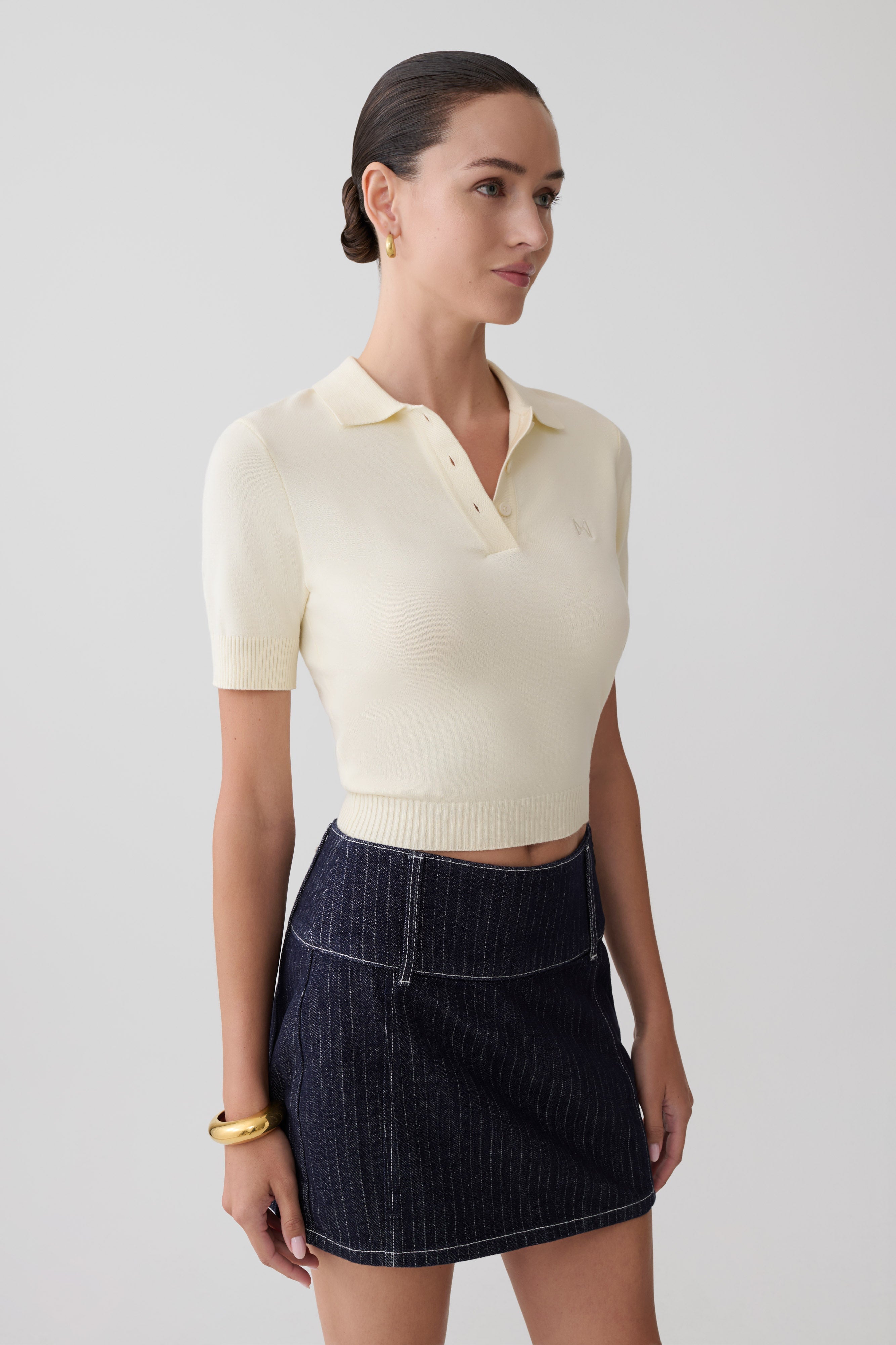 Philly Knit Button Up Top - Ivory